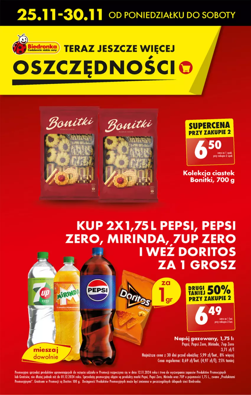 Gazetka promocyjna Biedronka - Od poniedzialku - ważna 25.11 do 30.11.2024 - strona 17 - produkty: 7up, Bonitki, Dron, Gra, Mirinda, Napój, Napój gazowany, Pepsi, Stek, Tera