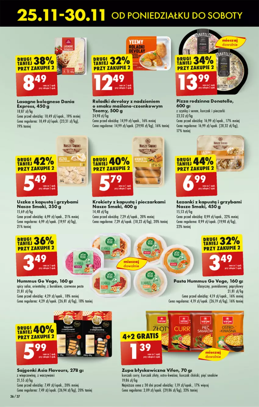 Gazetka promocyjna Biedronka - Od poniedzialku - ważna 25.11 do 30.11.2024 - strona 44 - produkty: Buraki, Gra, Hummus, Kapustą, Krokiety, Kurczak, Lasagne, Lasagne bolognese, Mus, Pesto, Piec, Pieczarka, Pizza, Sajgonki, Ser, Warzywa, Zupa