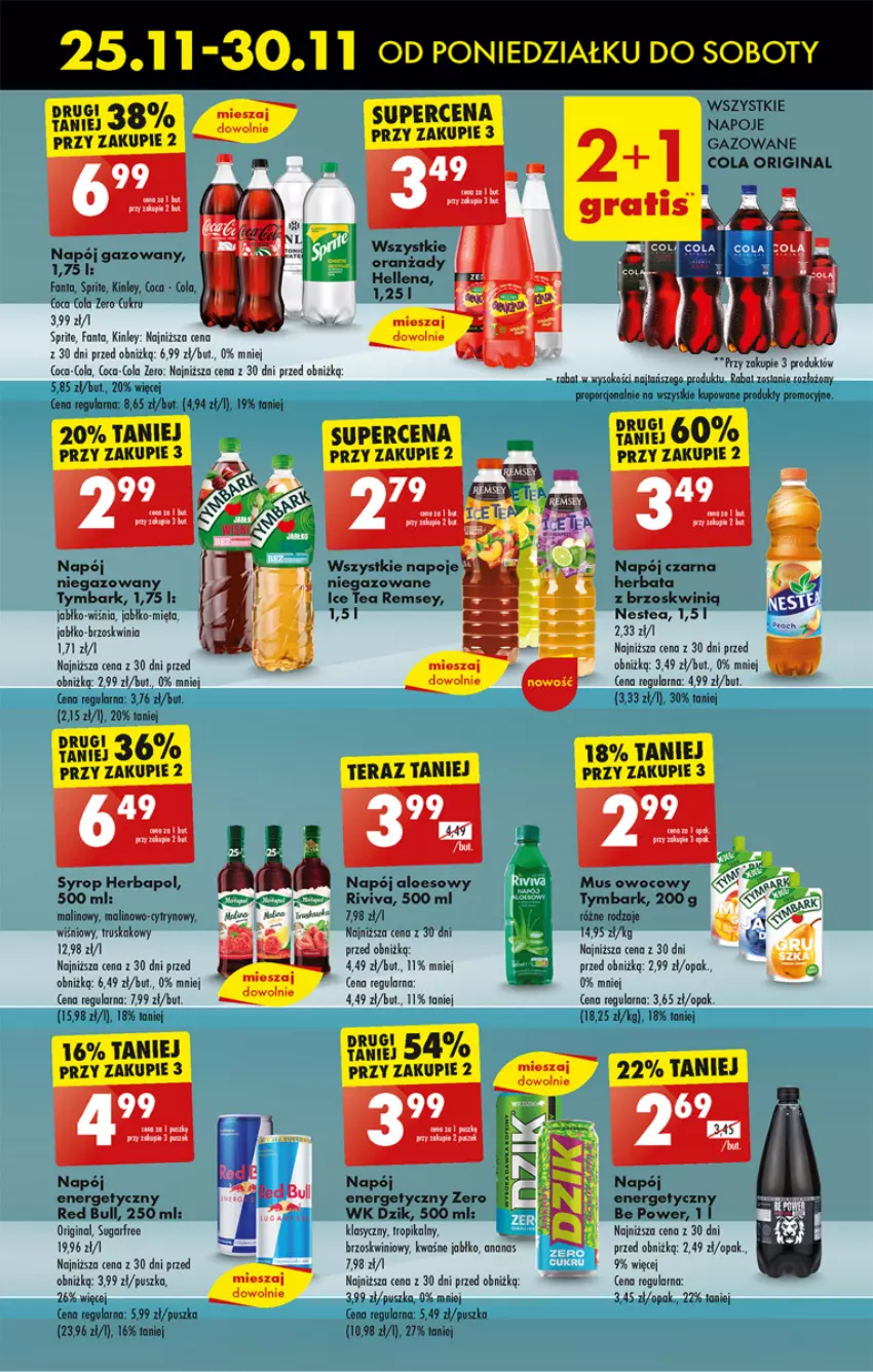 Gazetka promocyjna Biedronka - Od poniedzialku - ważna 25.11 do 30.11.2024 - strona 61 - produkty: Ananas, Coca-Cola, Fa, Fanta, Gin, Gra, Hellena, Herbata, Mięta, Mus, Napój, Napój energetyczny, Napój gazowany, Napoje, Nestea, Por, Red Bull, Sok, Sprite, Syrop, Tera, Tymbark