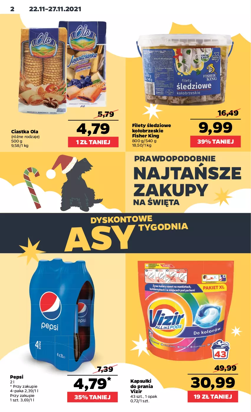 Gazetka promocyjna Netto - Gazetka spożywcza - ważna 22.11 do 27.11.2021 - strona 2 - produkty: Ciastka, Kapsułki do prania, Pepsi, Vizir