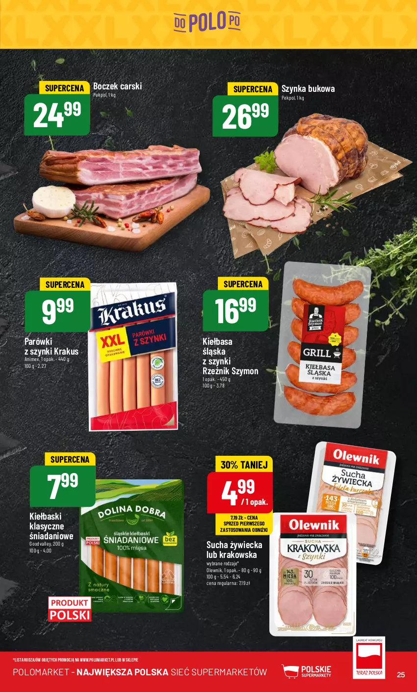 Gazetka promocyjna PoloMarket - Gazetka pomocyjna - ważna 03.07 do 09.07.2024 - strona 25 - produkty: Boczek, Cars, Danio, Kiełbasa, Kiełbasa śląska, Krakus, Olewnik, Parówki, Parówki z szynki, Pekpol, Szynka