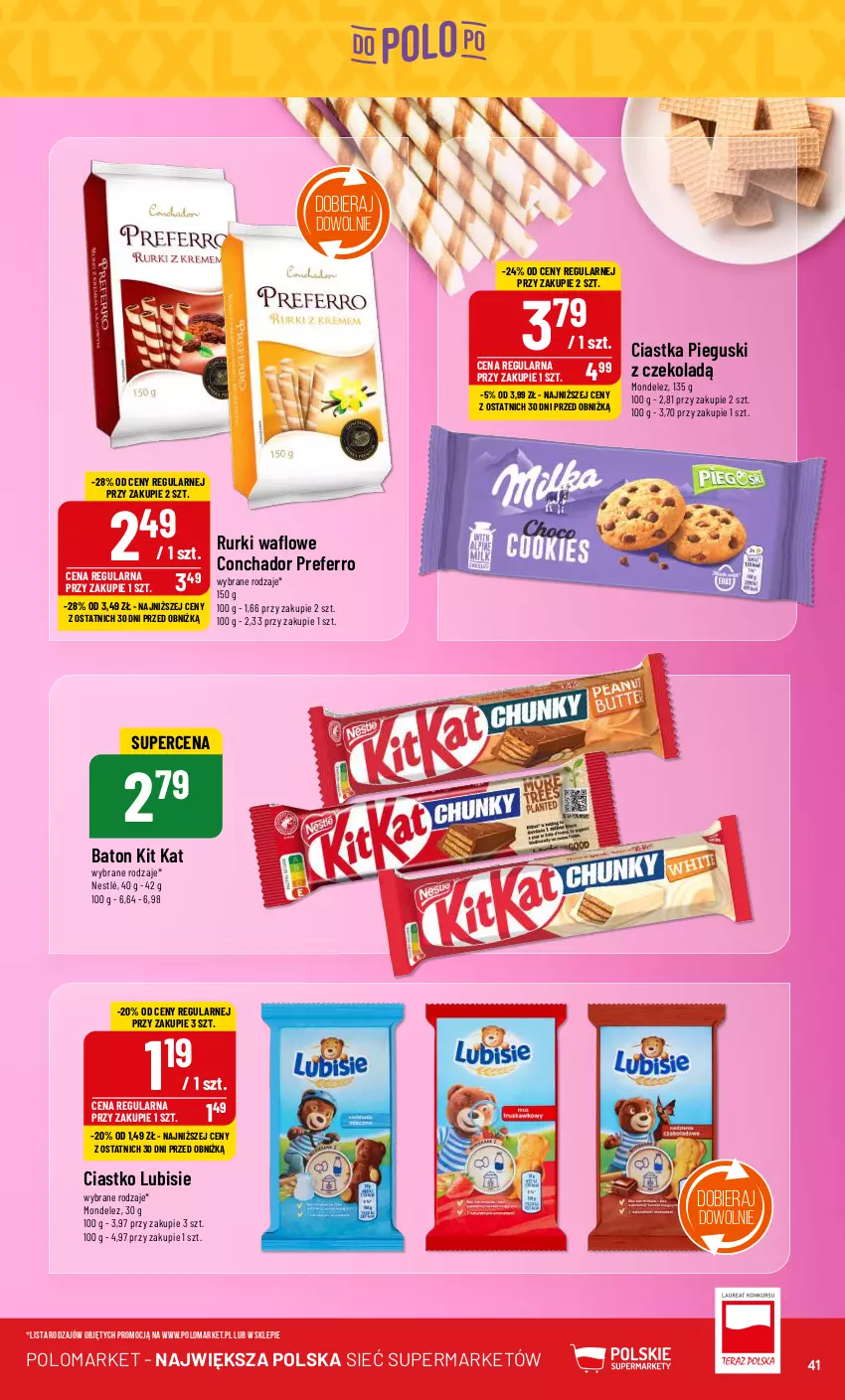 Gazetka promocyjna PoloMarket - Gazetka pomocyjna - ważna 03.07 do 09.07.2024 - strona 41 - produkty: Baton, Ciastka, Kit Kat, Lubisie, Nestlé, Rurki