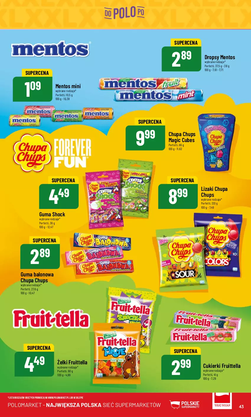 Gazetka promocyjna PoloMarket - Gazetka pomocyjna - ważna 03.07 do 09.07.2024 - strona 43 - produkty: Chupa Chups, Cukier, Cukierki, Lizaki, Mentos