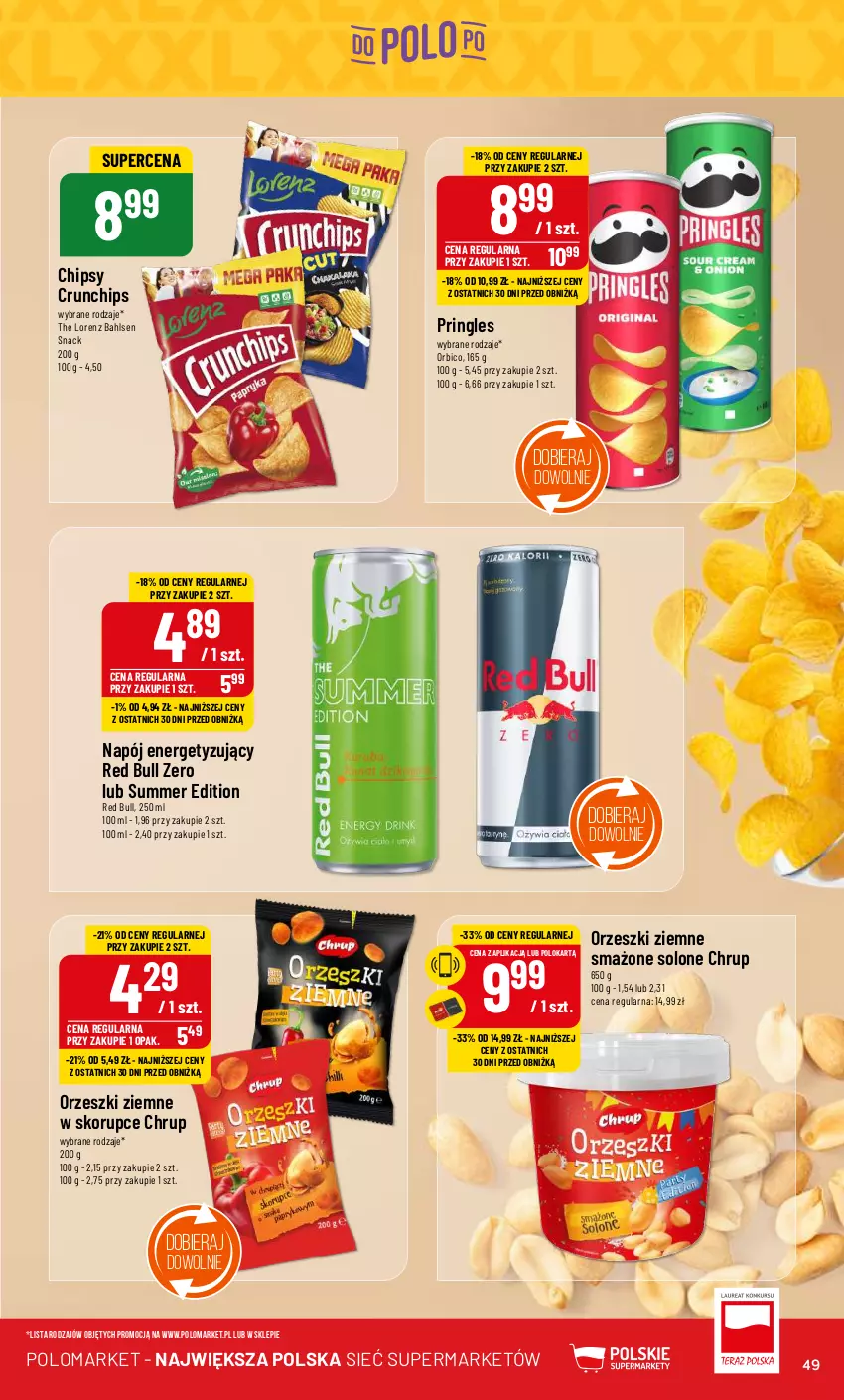 Gazetka promocyjna PoloMarket - Gazetka pomocyjna - ważna 03.07 do 09.07.2024 - strona 49 - produkty: BIC, Chipsy, Crunchips, Lorenz, Napój, Orzeszki, Orzeszki ziemne, Pringles, Red Bull