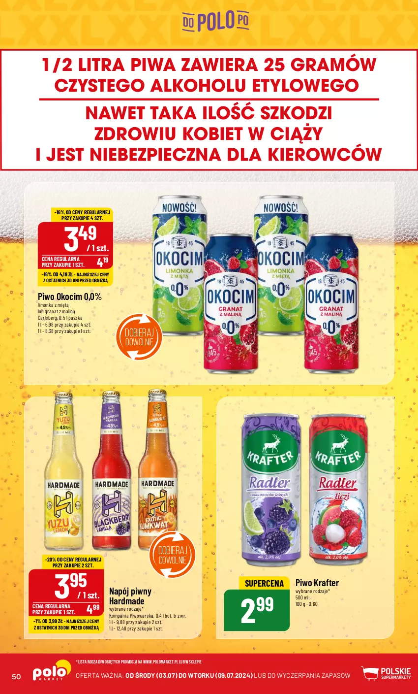 Gazetka promocyjna PoloMarket - Gazetka pomocyjna - ważna 03.07 do 09.07.2024 - strona 50 - produkty: Carlsberg, Gra, Granat, Koc, Limonka, Napój, Okocim, Piwo