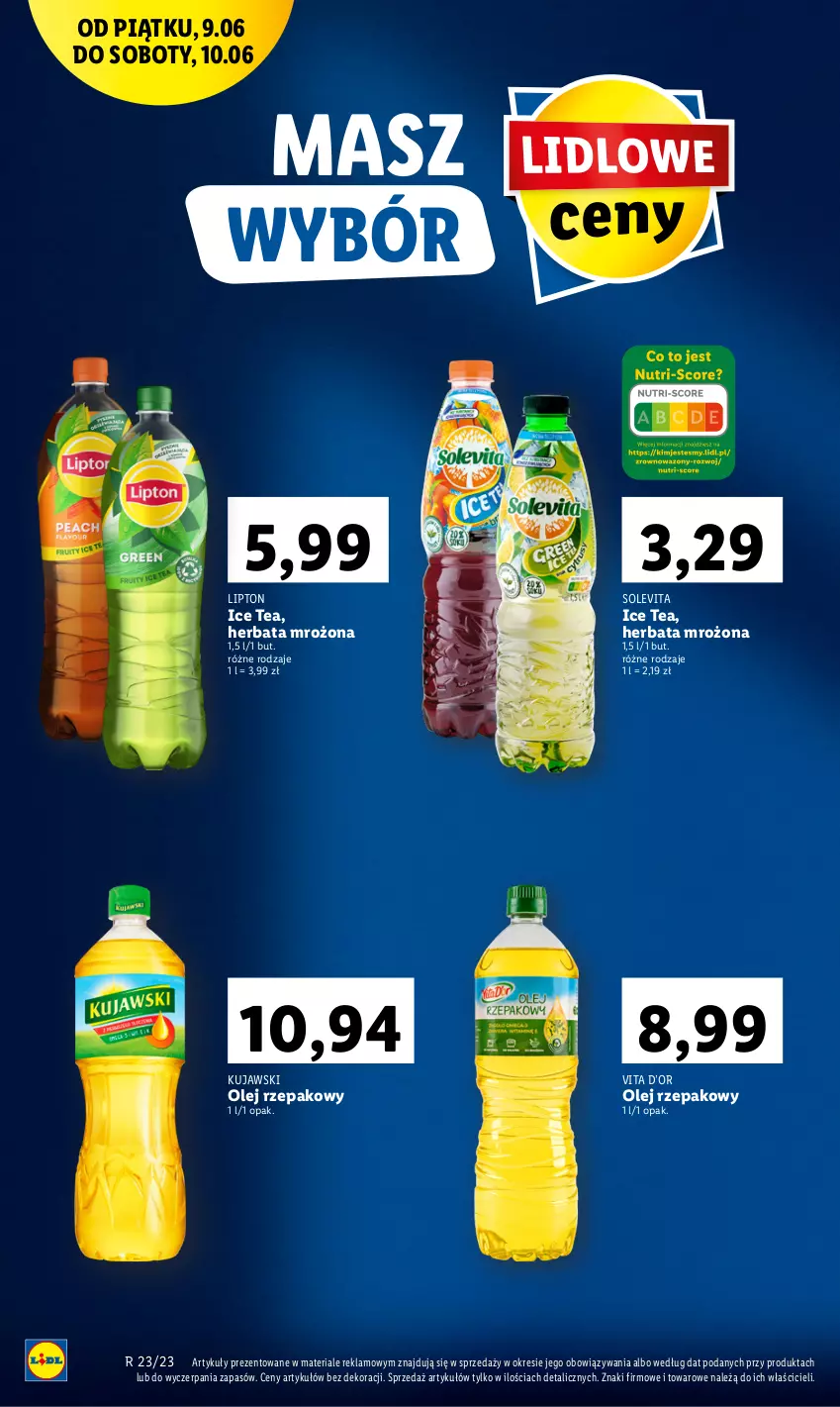 Gazetka promocyjna Lidl - GAZETKA - ważna 09.06 do 10.06.2023 - strona 10 - produkty: Herbata, Ice tea, Kujawski, Lipton, Olej, Olej rzepakowy