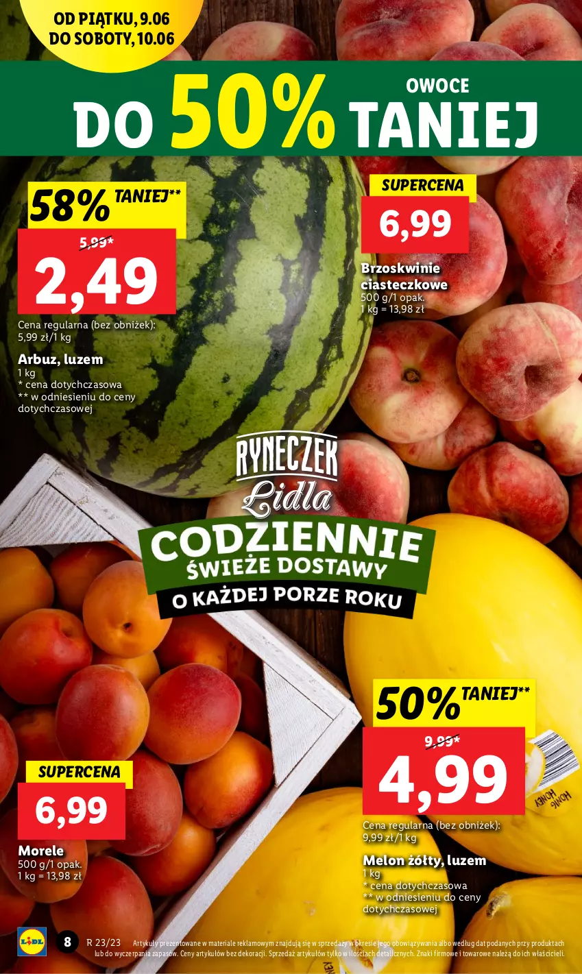 Gazetka promocyjna Lidl - GAZETKA - ważna 09.06 do 10.06.2023 - strona 18 - produkty: Arbuz, Brzoskwinie, Melon, Owoce