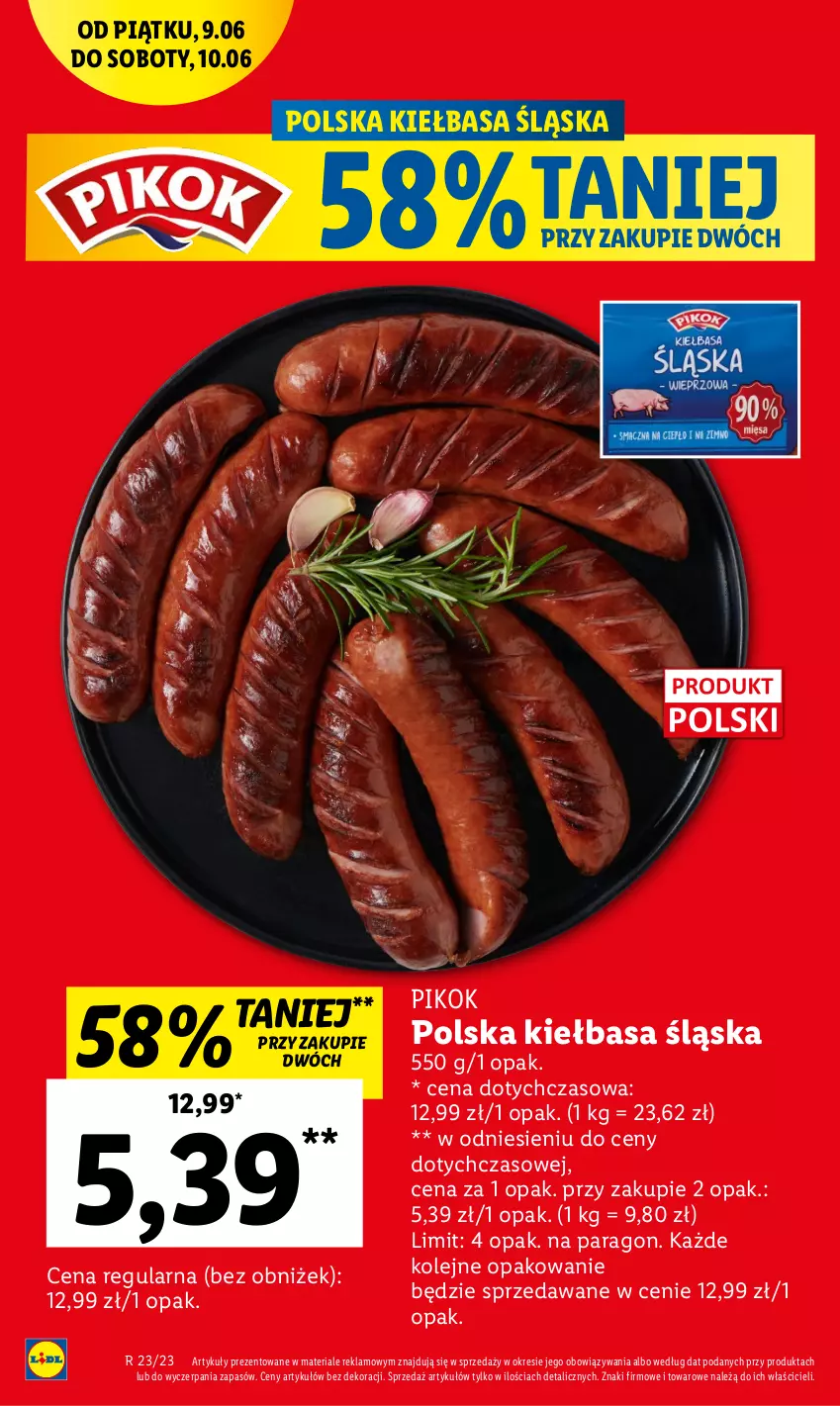 Gazetka promocyjna Lidl - GAZETKA - ważna 09.06 do 10.06.2023 - strona 2 - produkty: Kiełbasa, Kiełbasa śląska, Olej, PIKOK