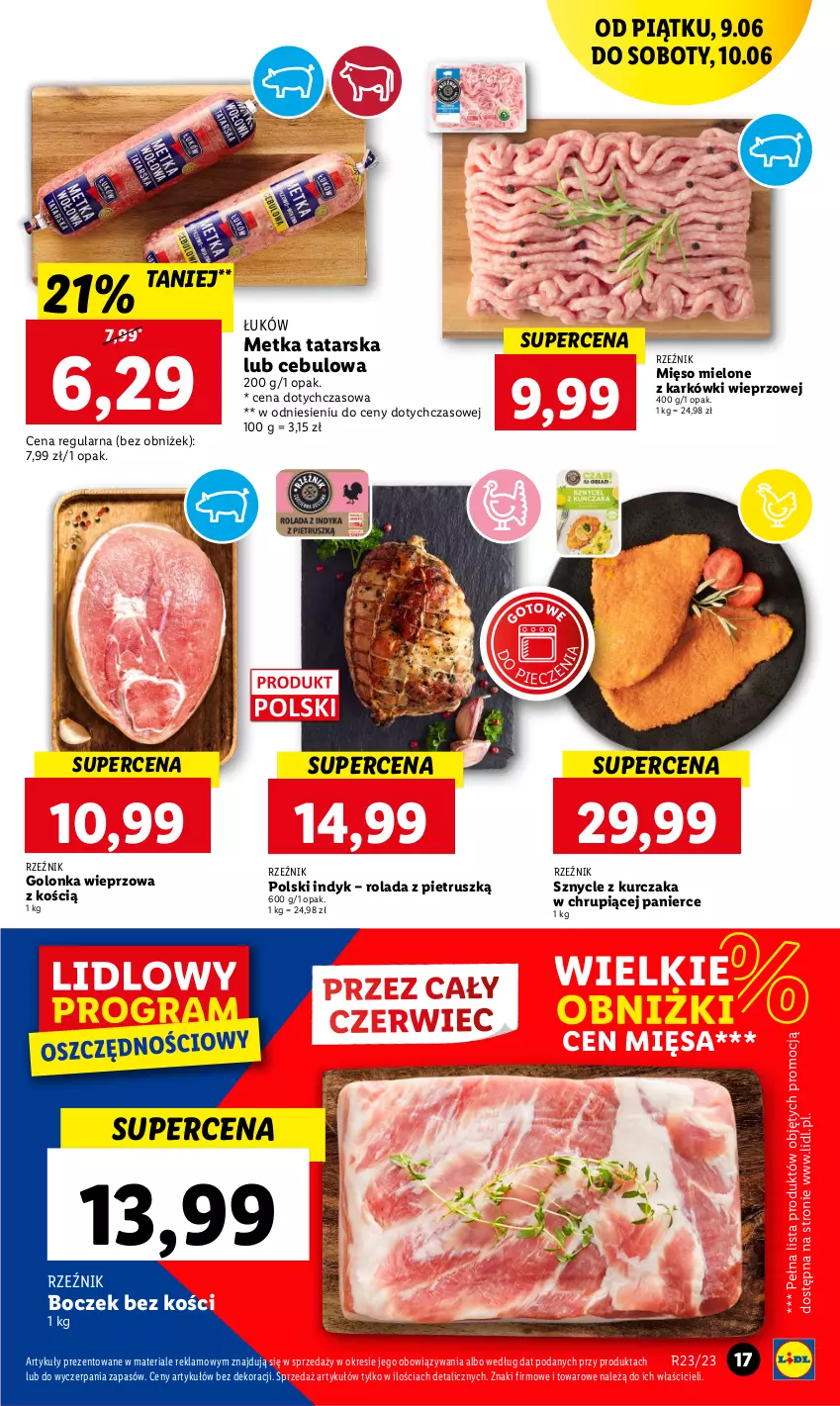 Gazetka promocyjna Lidl - GAZETKA - ważna 09.06 do 10.06.2023 - strona 25 - produkty: Boczek, Boczek bez kości, Golonka wieprzowa, Kurczak, Metka tatarska, Mięso, Mięso mielone, Piec, Rolada