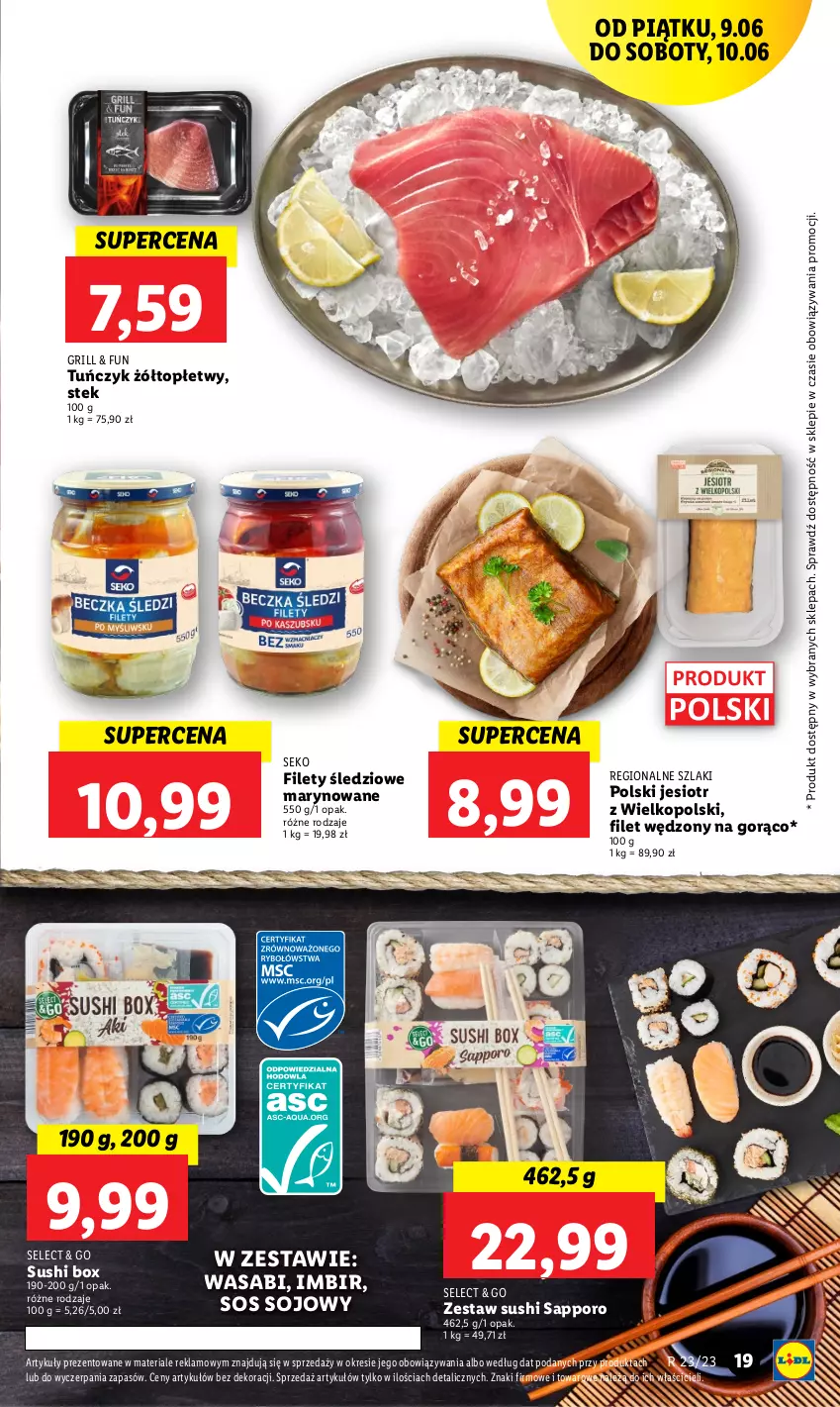 Gazetka promocyjna Lidl - GAZETKA - ważna 09.06 do 10.06.2023 - strona 27 - produkty: Grill, Imbir, Por, SEKO, Sos, Sos sojowy, Stek, Sushi, Top, Tuńczyk, Wasa