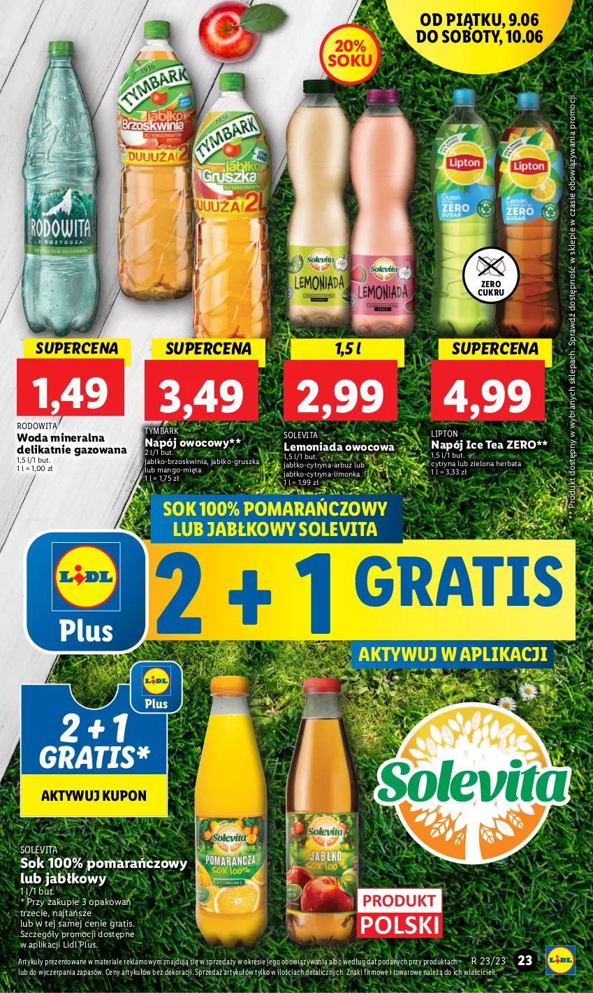 Gazetka promocyjna Lidl - GAZETKA - ważna 09.06 do 10.06.2023 - strona 31 - produkty: Arbuz, Gra, Herbata, Ice tea, Lemoniada, Limonka, Lipton, Mango, Mięta, Napój, Sok, Tymbark, Woda, Woda mineralna