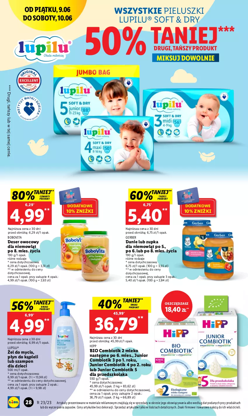 Gazetka promocyjna Lidl - GAZETKA - ważna 09.06 do 10.06.2023 - strona 38 - produkty: BoboVita, Deser, Deser owocowy, Dzieci, Gerber, HiPP, Hipp Bio, Mleko, O nas, Płyn do kąpieli, Ser, Szampon