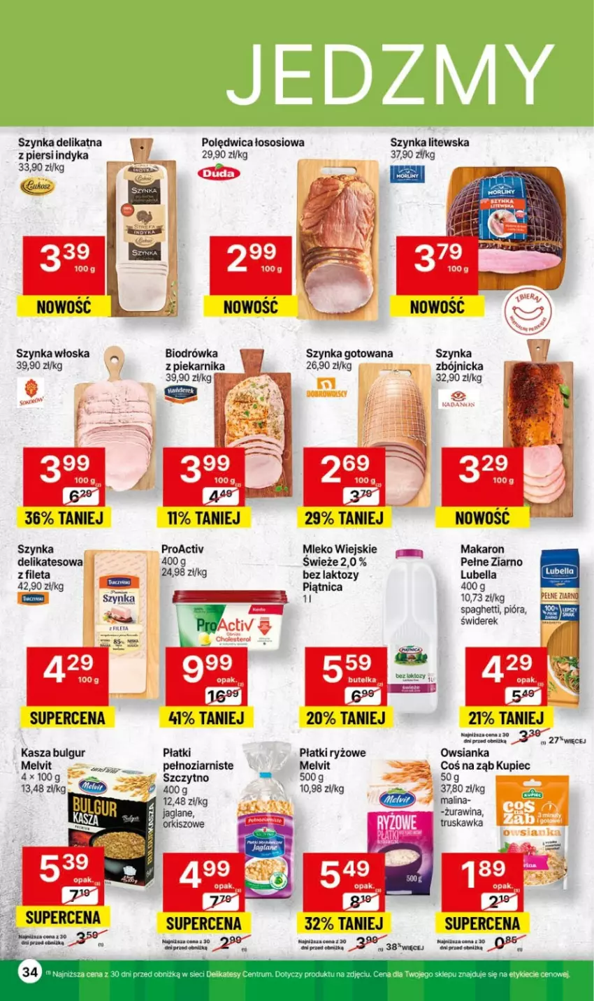 Gazetka promocyjna Delikatesy Centrum - Gazetka DC44 czw-sr - ważna 09.11 do 15.11.2023 - strona 34 - produkty: Bell, Bella, Bulgur, EPEE, Fa, Kasza, Kupiec, LG, Lubella, Makaron, Melvit, Mleko, Owsianka, Piątnica, Piec, Piekarnik, Płatki ryżowe, Polędwica, Ryż, Sos, Spaghetti, Szynka