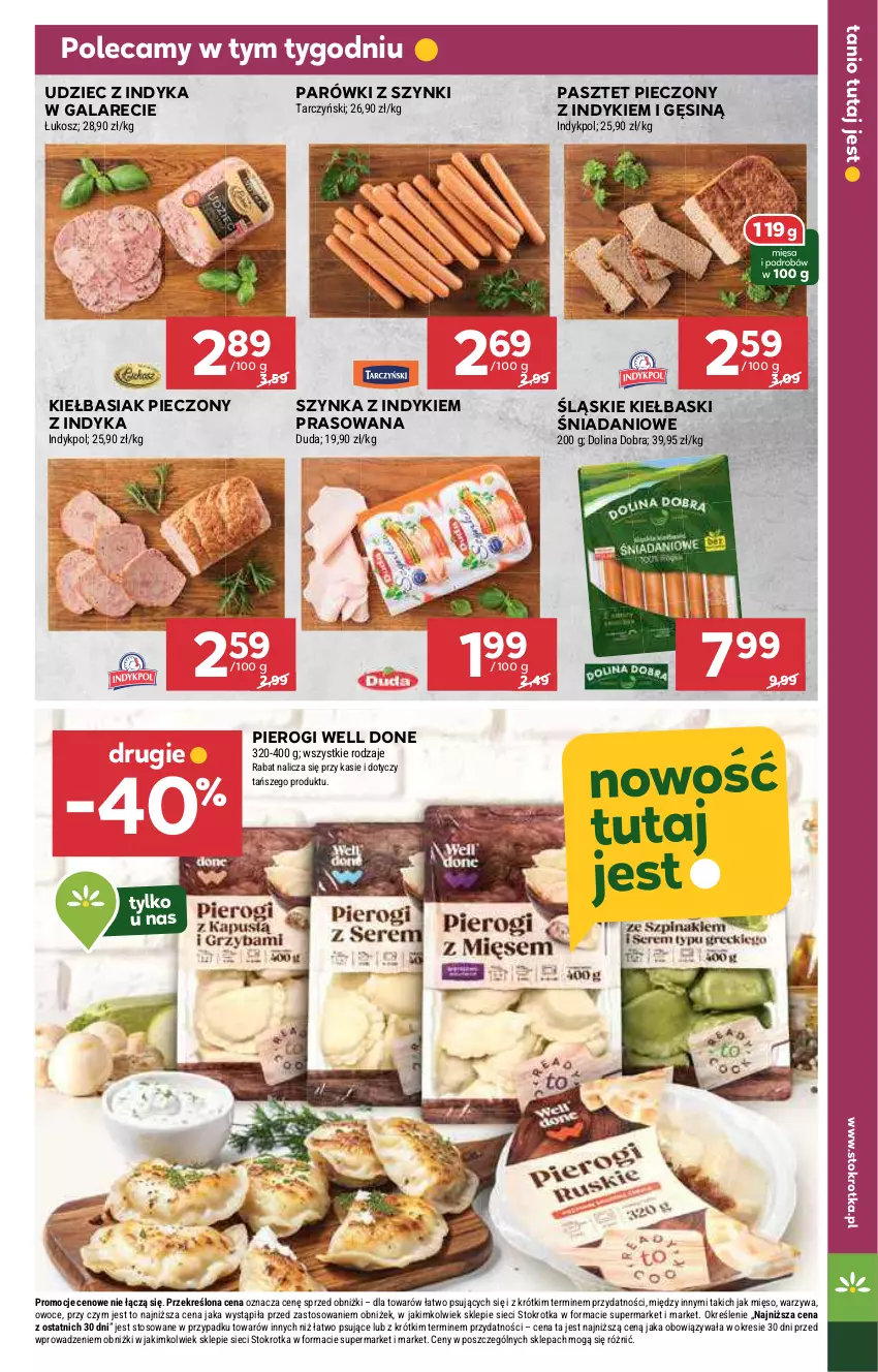 Gazetka promocyjna Stokrotka - Supermarket Opole/Radom - ważna 24.10 do 29.10.2024 - strona 13 - produkty: Basia, Danio, Duda, Gala, Kosz, Mięso, Owoce, Parówki, Parówki z szynki, Pasztet, Piec, Pierogi, Szynka, Tarczyński, Udziec z indyka, Udziec z indyka w galarecie, Warzywa