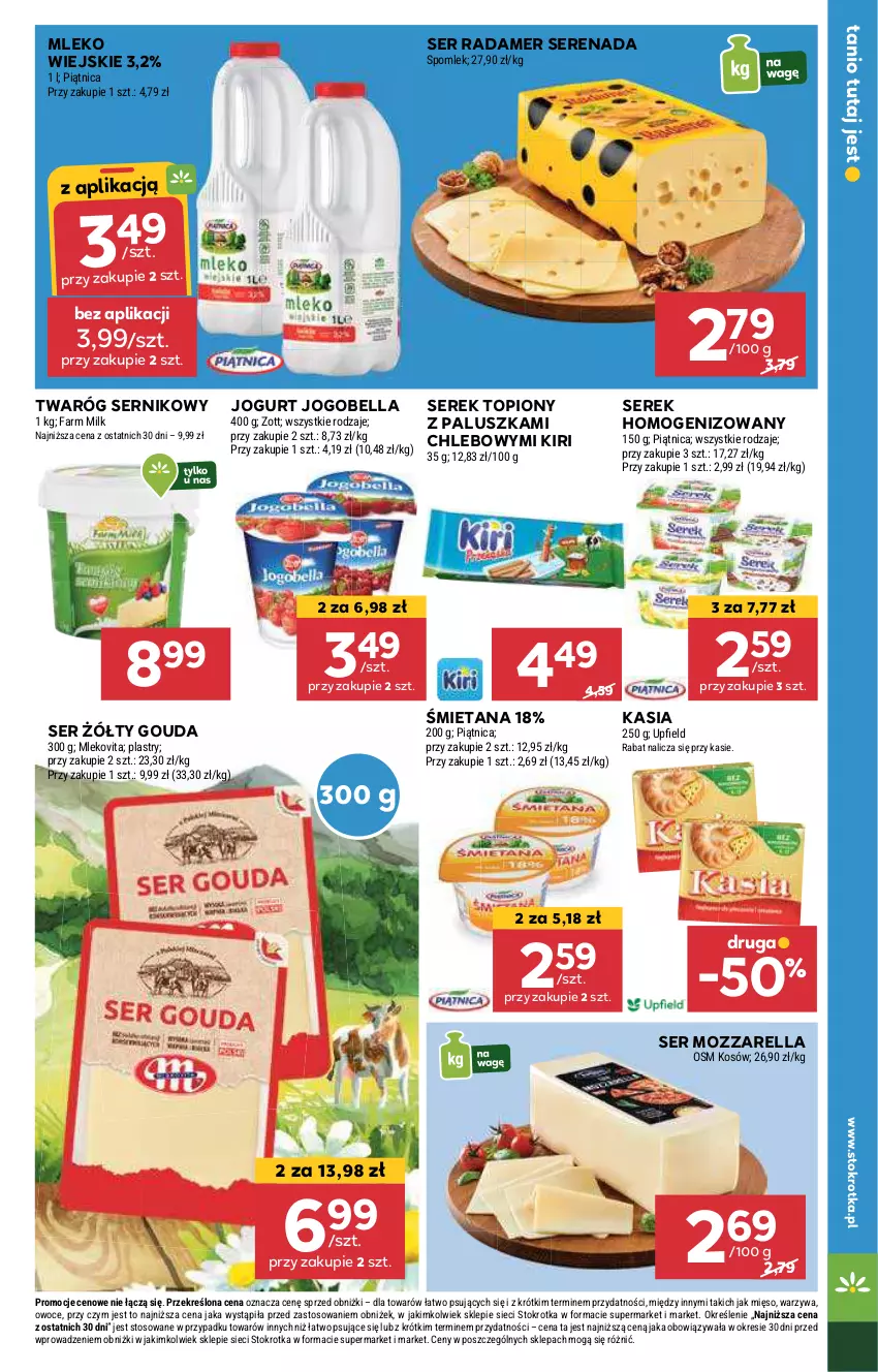 Gazetka promocyjna Stokrotka - Supermarket Opole/Radom - ważna 24.10 do 29.10.2024 - strona 15 - produkty: Bell, Bella, Chleb, Fa, Farm Milk, Gouda, Jogobella, Jogurt, Kasia, Mięso, Mleko, Mlekovita, Mozzarella, Owoce, Piątnica, Radamer, Ser, Serek, Serek homogenizowany, Top, Twaróg, Warzywa, Zott