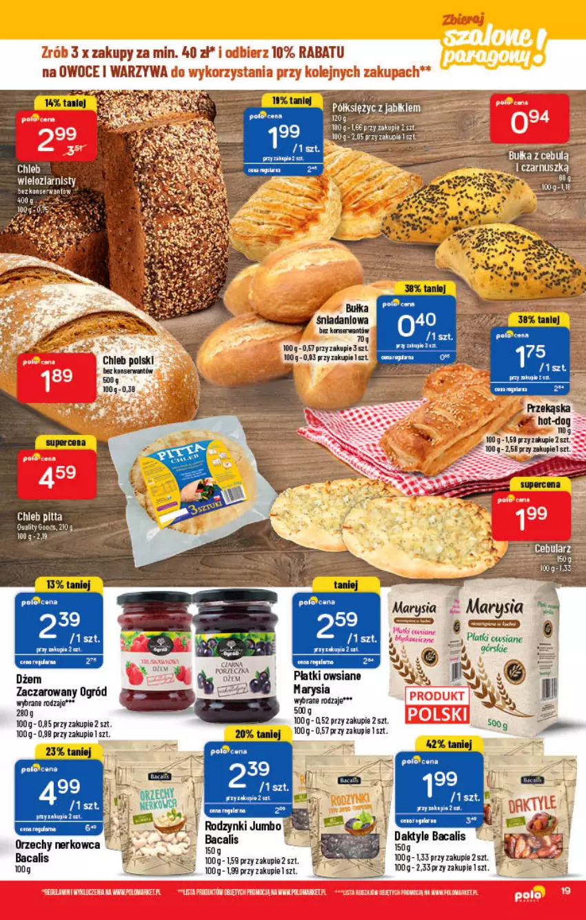 Gazetka promocyjna PoloMarket - Gazetka pomocyjna - ważna 02.03 do 08.03.2022 - strona 19 - produkty: Bułka, Chleb, Daktyle, Danio, Dżem, Ogród, Owoce, Por, Rodzynki, Ser, Warzywa