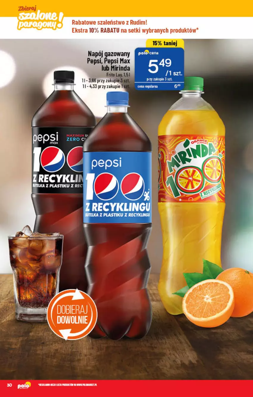 Gazetka promocyjna PoloMarket - Gazetka pomocyjna - ważna 02.03 do 08.03.2022 - strona 30 - produkty: Mirinda, Napój, Napój gazowany, Pepsi, Pepsi max, Szal