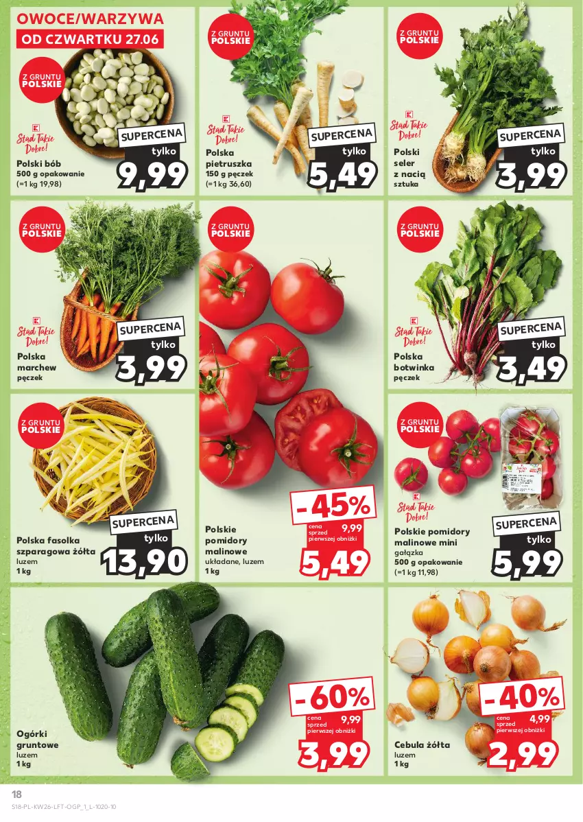 Gazetka promocyjna Kaufland - Gazetka tygodnia - ważna 27.06 do 03.07.2024 - strona 18 - produkty: Cebula, Fa, Grunt, Inka, Owoce, Pietruszka, Pomidory, Warzywa