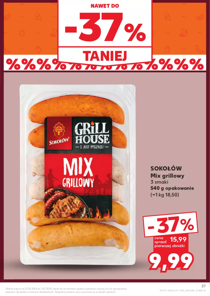 Gazetka promocyjna Kaufland - Gazetka tygodnia - ważna 27.06 do 03.07.2024 - strona 37 - produkty: Boczek, Grill, Sok, Sokołów