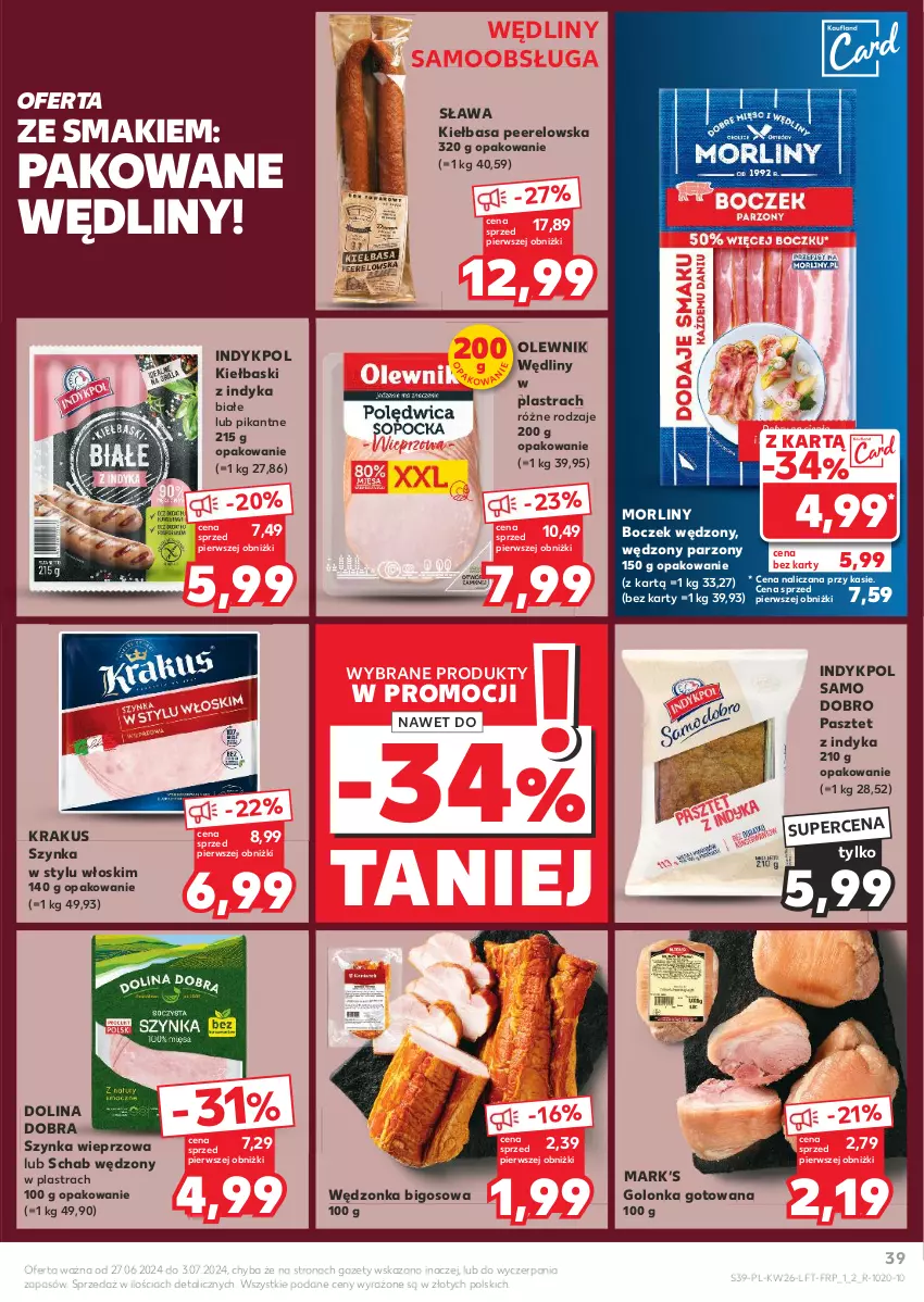 Gazetka promocyjna Kaufland - Gazetka tygodnia - ważna 27.06 do 03.07.2024 - strona 39 - produkty: Bigos, Boczek, Kiełbasa, Krakus, Morliny, Olewnik, Pasztet, Pasztet z indyka, Szynka, Szynka wieprzowa