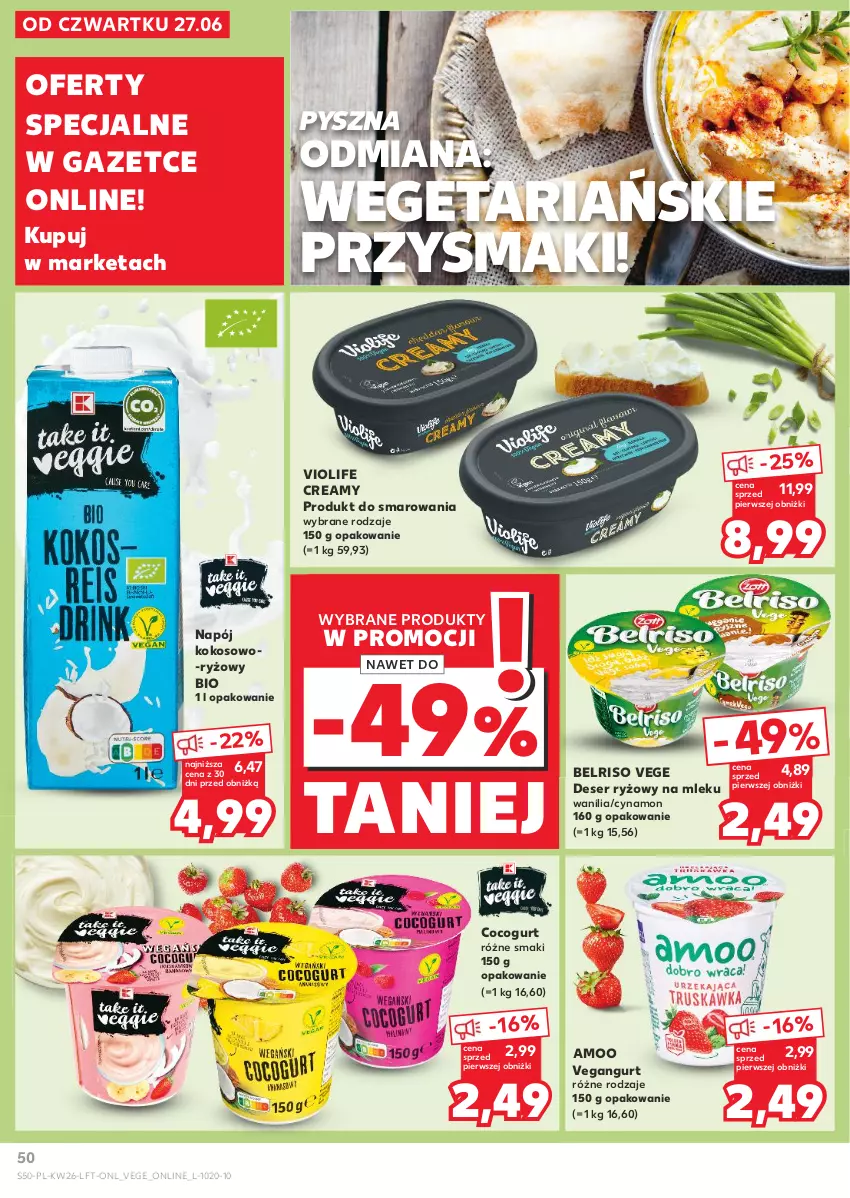 Gazetka promocyjna Kaufland - Gazetka tygodnia - ważna 27.06 do 03.07.2024 - strona 50 - produkty: Belriso, Deser, Kokos, Napój, Przysmaki, Ryż, Ser, Vegangurt