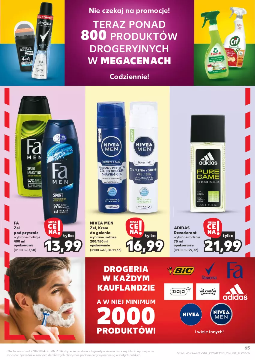 Gazetka promocyjna Kaufland - Gazetka tygodnia - ważna 27.06 do 03.07.2024 - strona 65 - produkty: Adidas, Dezodorant, Fa, Krem do golenia, Nivea, Nivea Men, Tera