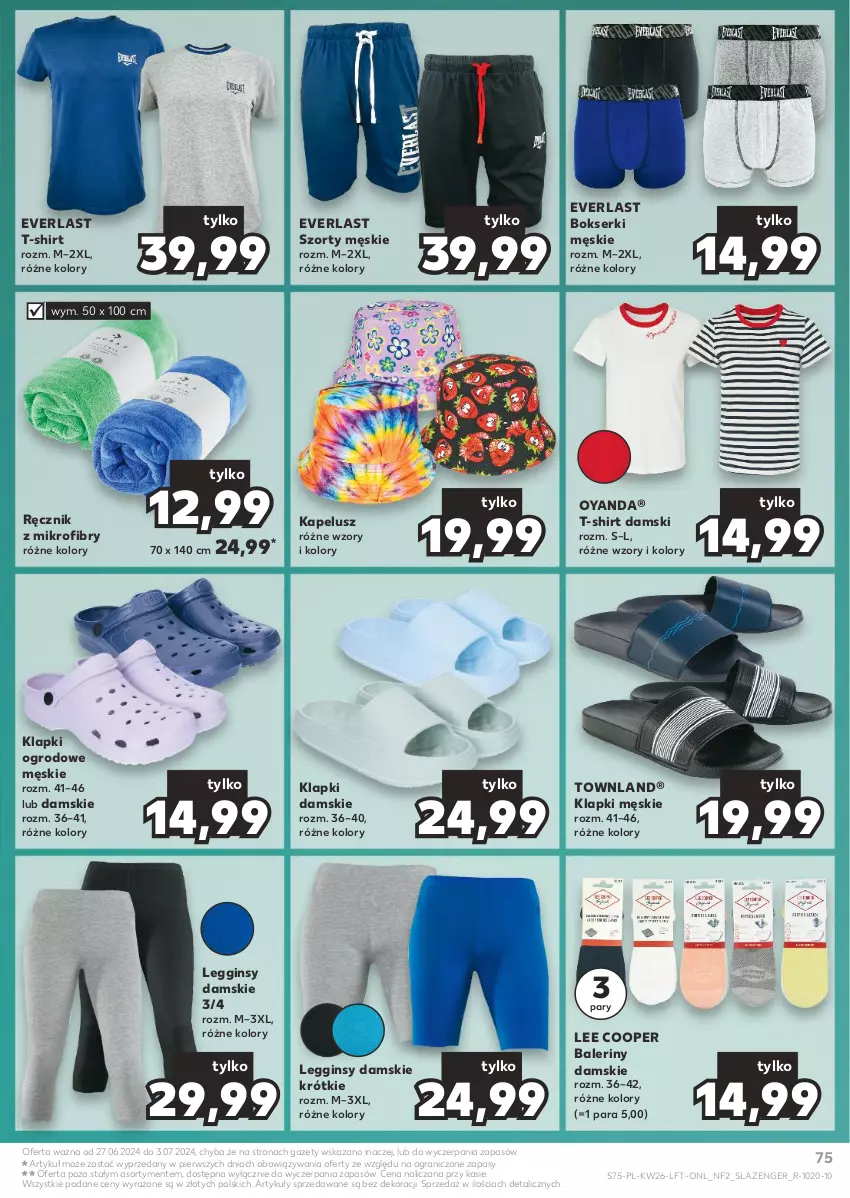 Gazetka promocyjna Kaufland - Gazetka tygodnia - ważna 27.06 do 03.07.2024 - strona 75 - produkty: Baleriny, Bokserki, Gin, Gra, Klapki, Legginsy, Ręcznik, Ser, Szorty, T-shirt