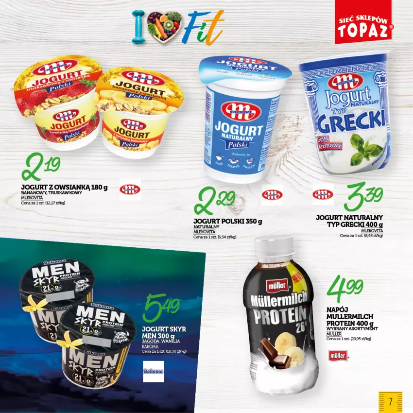 Gazetka promocyjna Topaz - Gazetka - ważna 25.01 do 18.02.2024 - strona 7 - produkty: Bakoma, Jogurt, Jogurt naturalny, Mleko, Mlekovita, Napój, Vita C