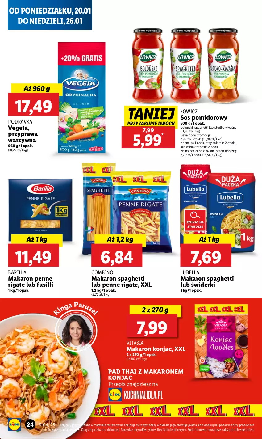 Gazetka promocyjna Lidl - GAZETKA - ważna 20.01 do 22.01.2025 - strona 28 - produkty: Barilla, Bell, Bella, Lubella, Makaron, Penne, Podravka, Sos, Sos pomidorowy, Spaghetti, Vegeta