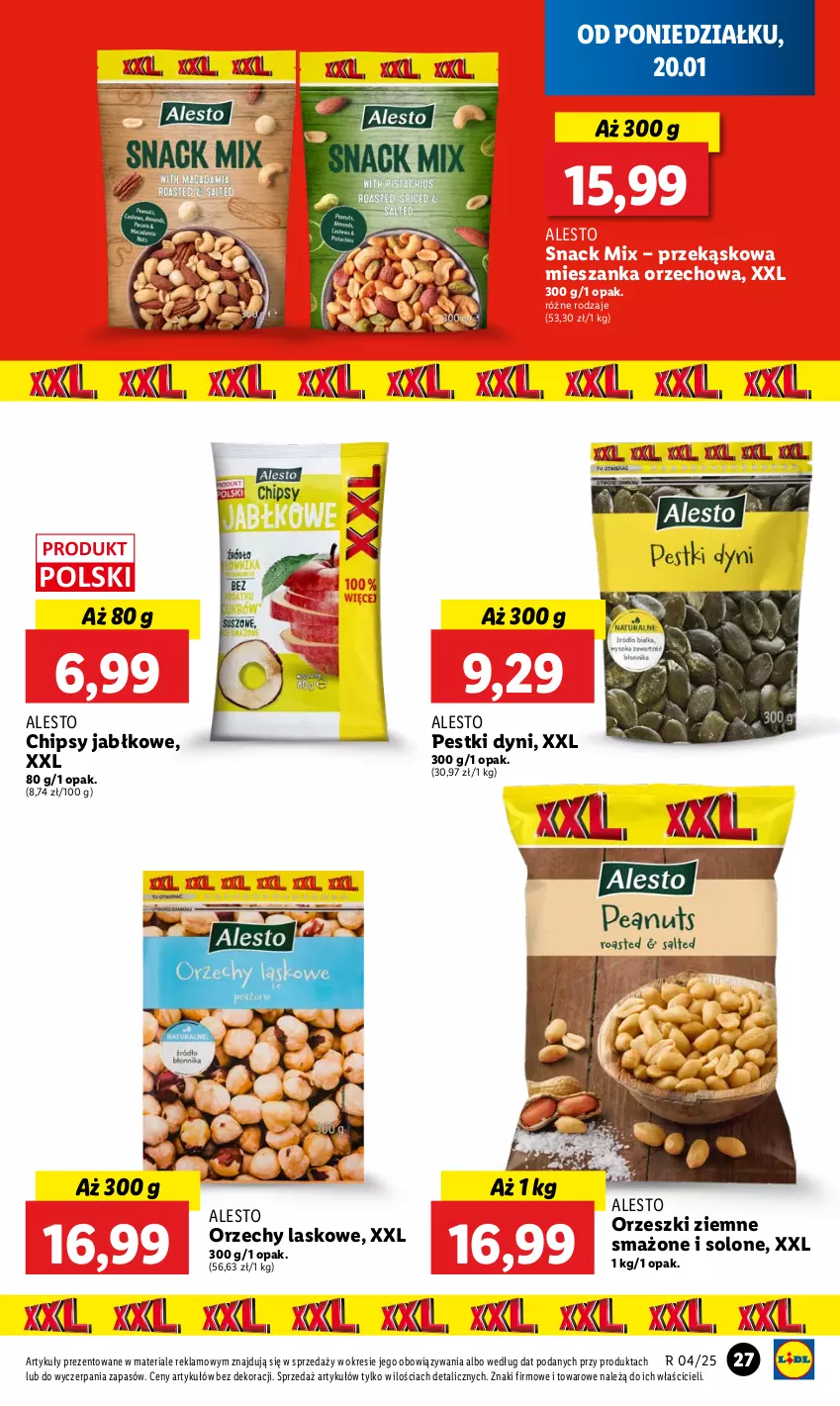 Gazetka promocyjna Lidl - GAZETKA - ważna 20.01 do 22.01.2025 - strona 31 - produkty: Chipsy, Mieszanka orzechowa, Orzeszki, Orzeszki ziemne, Pestki dyni