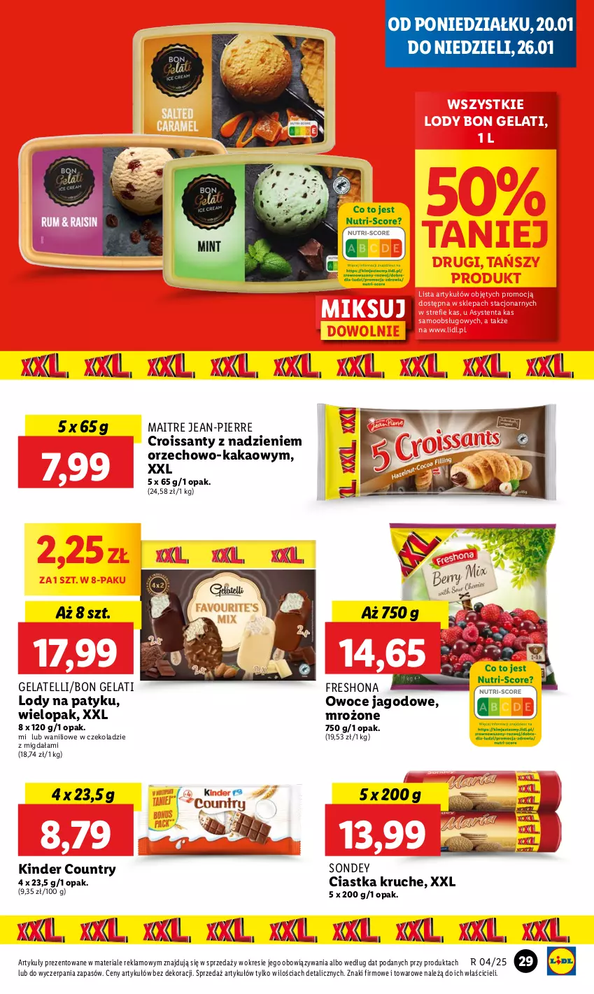 Gazetka promocyjna Lidl - GAZETKA - ważna 20.01 do 22.01.2025 - strona 33 - produkty: Ciastka, Croissant, Kakao, Kinder, Lody, Owoce