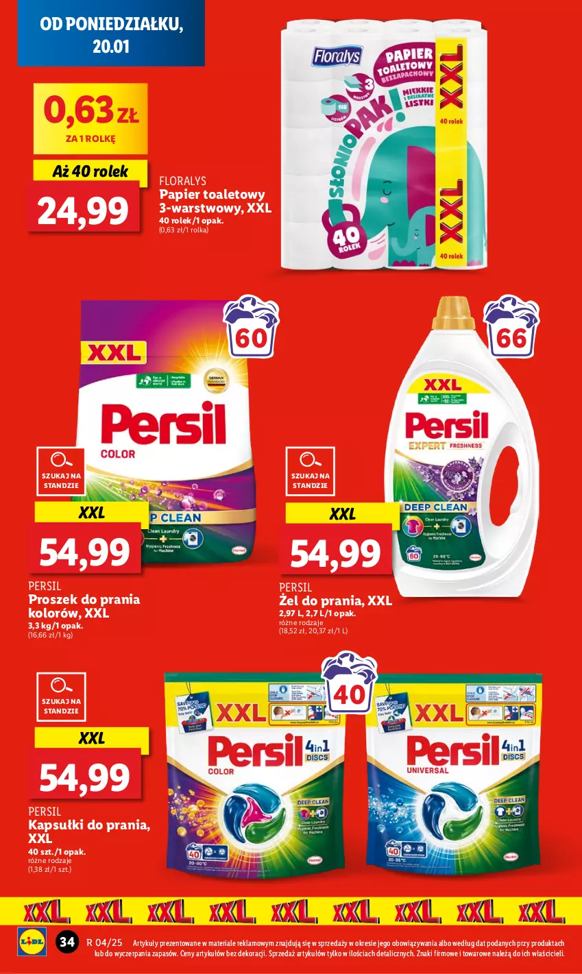 Gazetka promocyjna Lidl - GAZETKA - ważna 20.01 do 22.01.2025 - strona 38 - produkty: Flora, Kapsułki do prania, Papier, Papier toaletowy, Persil, Proszek do prania