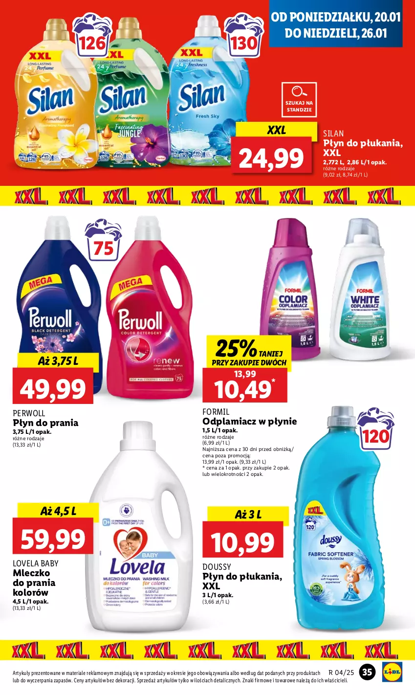 Gazetka promocyjna Lidl - GAZETKA - ważna 20.01 do 22.01.2025 - strona 39 - produkty: Lovela, Mleczko, Mleczko do prania, Odplamiacz, Perwoll, Płyn do płukania, Płyn do prania, Silan