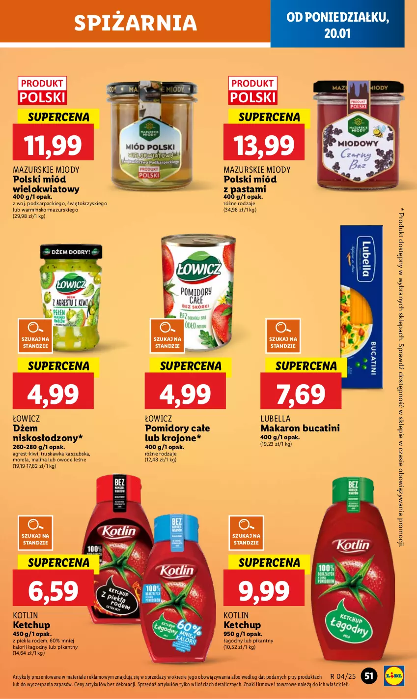 Gazetka promocyjna Lidl - GAZETKA - ważna 20.01 do 22.01.2025 - strona 59 - produkty: Bell, Bella, Dżem, Gres, Karp, Ketchup, Kiwi, Kotlin, Lubella, Makaron, Miód, Morela, Owoce, Pomidory