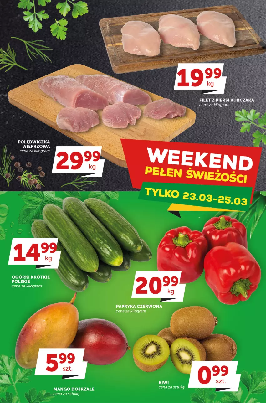 Gazetka promocyjna Groszek - ważna 23.03 do 08.04.2023 - strona 10 - produkty: Filet z piersi kurczaka, Gra, Kurczak, Mango, Papryka, Papryka czerwona, Polędwiczka wieprzowa