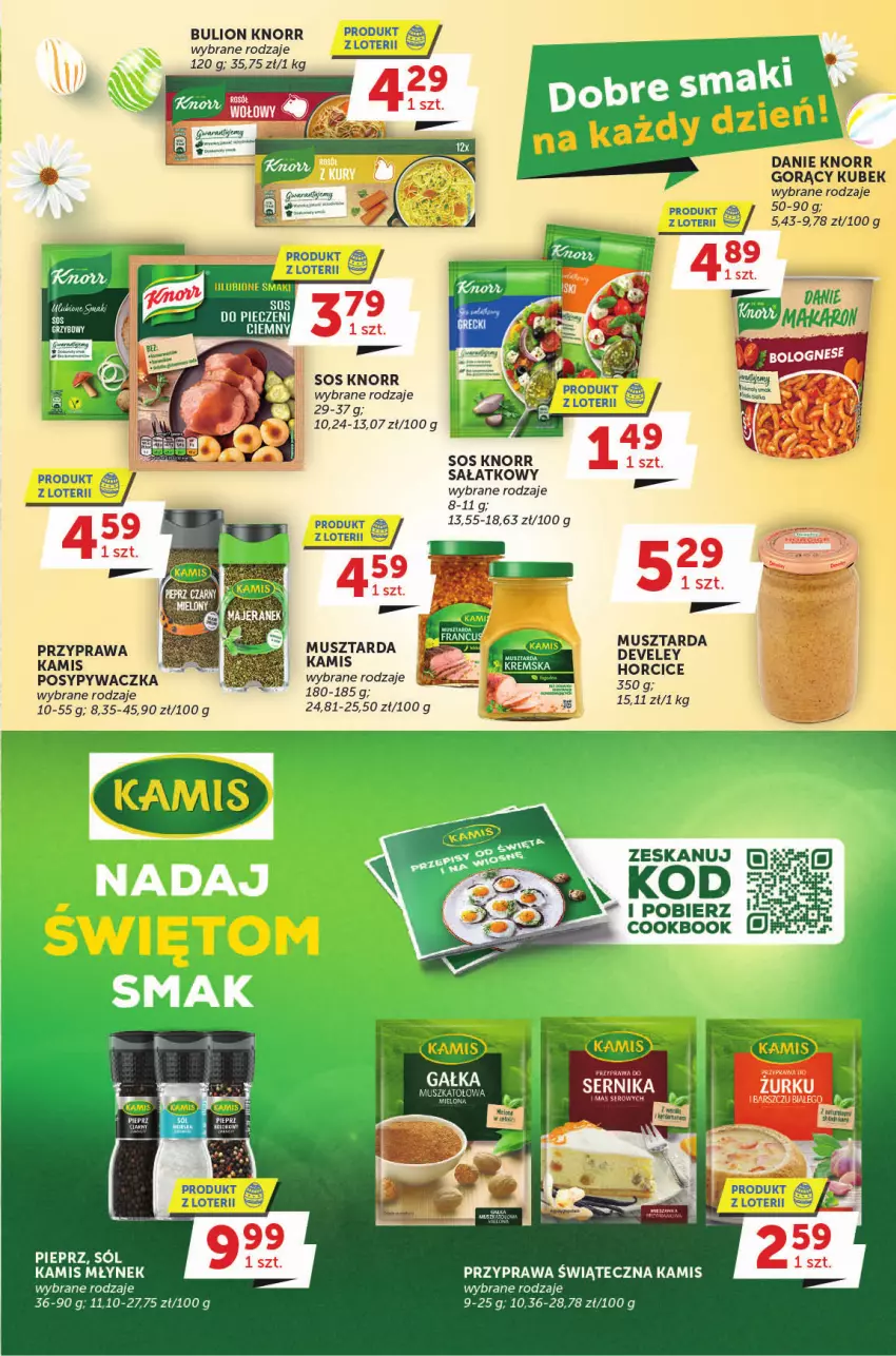 Gazetka promocyjna Groszek - ważna 23.03 do 08.04.2023 - strona 13 - produkty: Bulion, Kamis, Knorr, Kubek, Lion, Młynek, Mus, Musztarda, Pieprz, Sałat, Ser, Sól, Sos