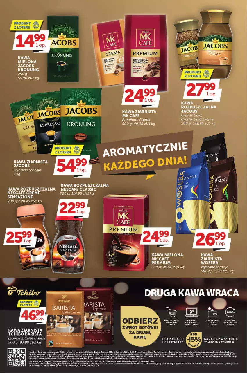 Gazetka promocyjna Groszek - ważna 23.03 do 08.04.2023 - strona 19 - produkty: Fa, Gra, Jacobs, Kawa, Kawa mielona, Kawa rozpuszczalna, Kawa ziarnista, LANA, LG, Tchibo, Woseba