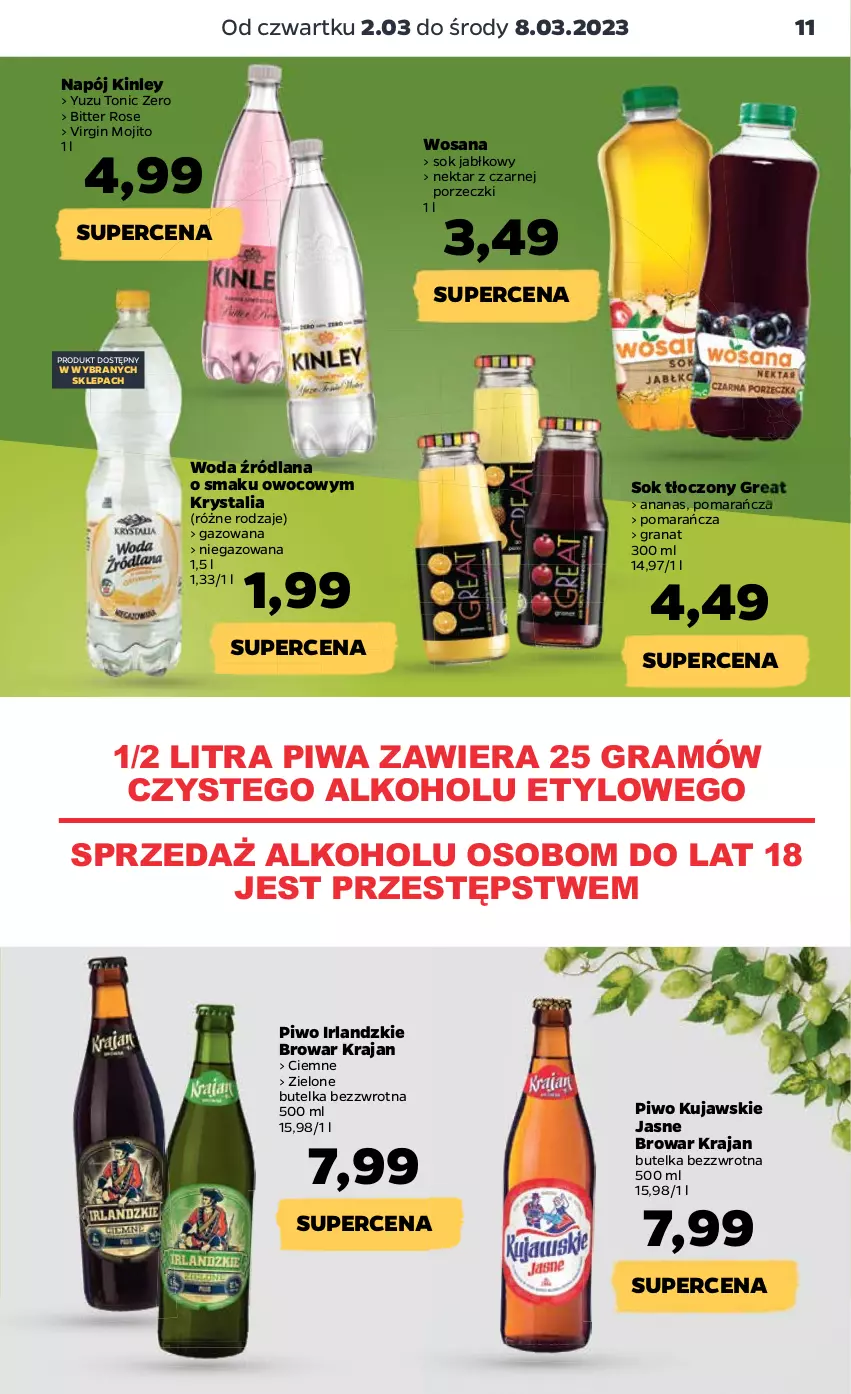 Gazetka promocyjna Netto - Artykuły spożywcze - ważna 02.03 do 08.03.2023 - strona 11 - produkty: Ananas, Gin, Gra, Granat, Kujawski, LANA, Napój, Nektar, Piwa, Piwo, Por, Sok, Sok jabłkowy, Woda, Wosana