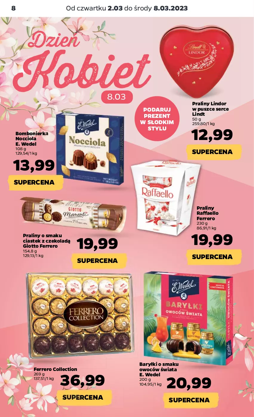 Gazetka promocyjna Netto - Artykuły spożywcze - ważna 02.03 do 08.03.2023 - strona 8 - produkty: Baryłki, E. Wedel, Fa, Ferrero, Lindor, Lindt, Praliny, Raffaello, Ser, Stek