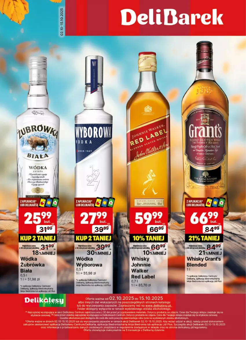 Gazetka promocyjna Delikatesy Centrum - Delibarek DC40-DC41 - ważna 02.10 do 15.10.2025 - strona 1 - produkty: Dron, Gra, Grant's, Rum, Whisky, Wódka, Wyborowa