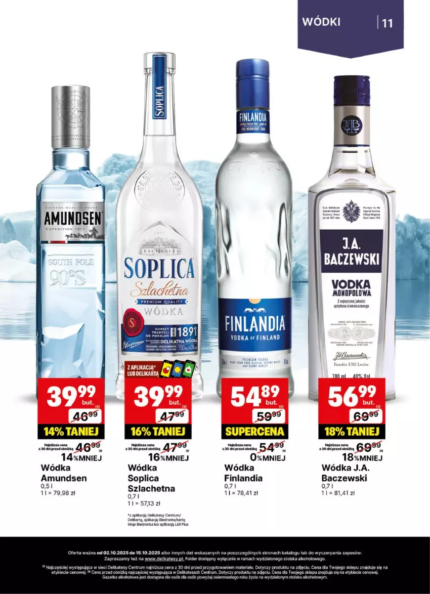 Gazetka promocyjna Delikatesy Centrum - Delibarek DC40-DC41 - ważna 02.10 do 15.10.2025 - strona 11 - produkty: Amundsen, Dron, Finlandia, Pur, Rama, Rum, Soplica, Wódka