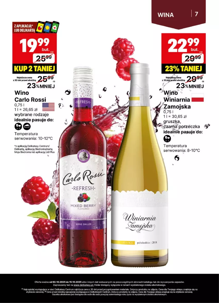 Gazetka promocyjna Delikatesy Centrum - Delibarek DC40-DC41 - ważna 02.10 do 15.10.2025 - strona 7 - produkty: Carlo Rossi, Dron, Por, Rama, Rum, Ser, Wino