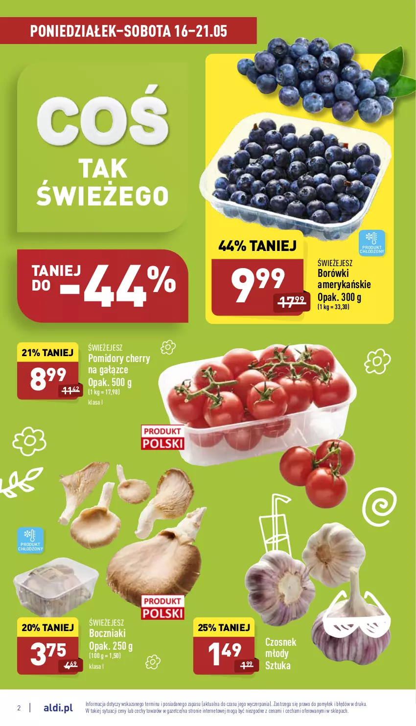 Gazetka promocyjna Aldi - Katalog spożywczy - ważna 16.05 do 21.05.2022 - strona 2 - produkty: Boczniak, Czosnek, Pomidory