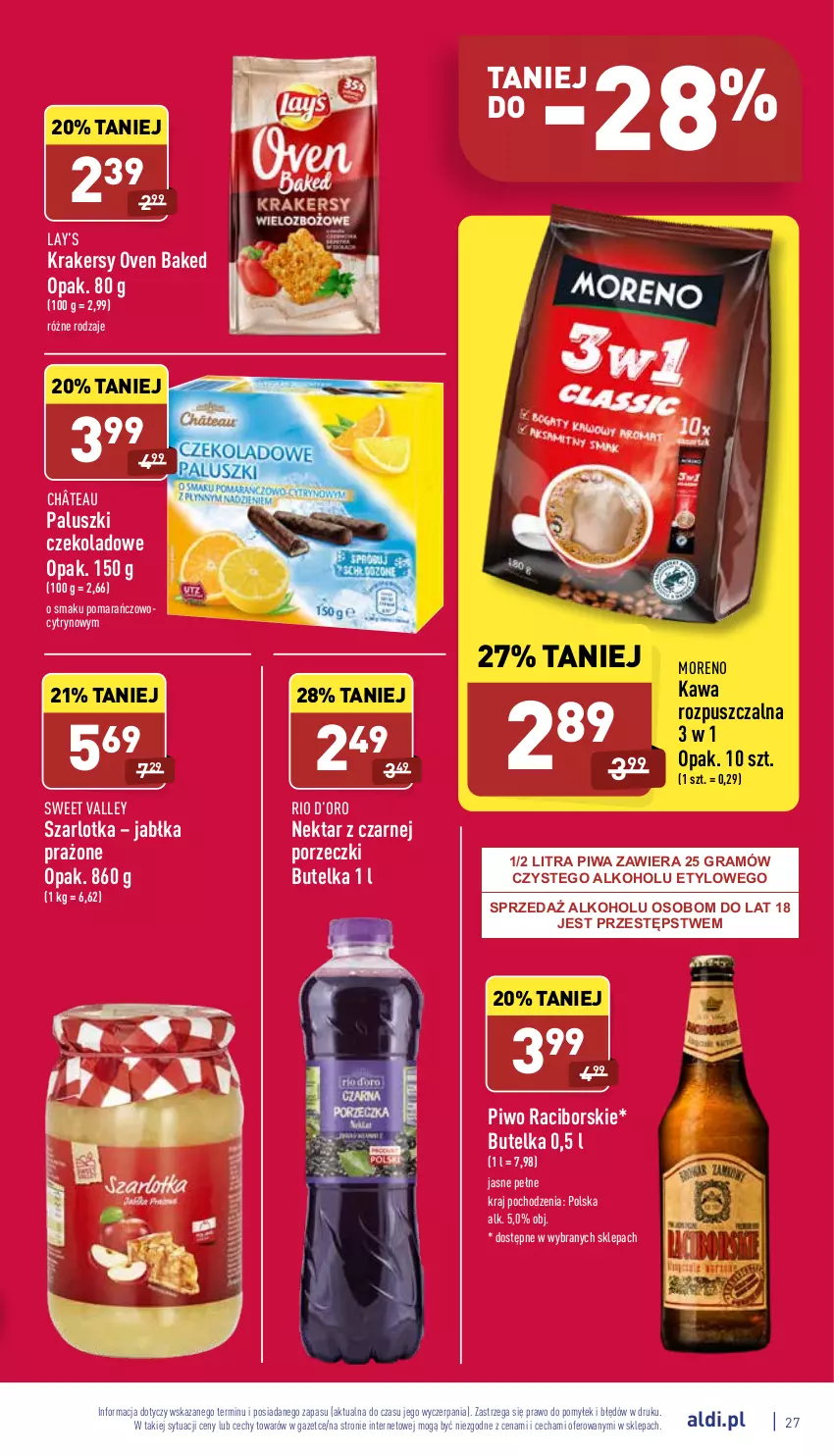 Gazetka promocyjna Aldi - Katalog spożywczy - ważna 16.05 do 21.05.2022 - strona 27 - produkty: Gra, Jabłka, Jabłka prażone, Kawa, Kawa rozpuszczalna, Krakersy, Lay’s, Nektar, Piwa, Piwo, Por, Szarlotka