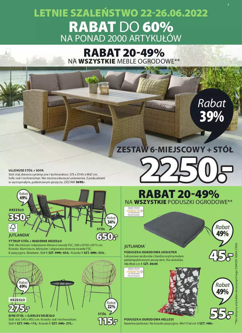 Gazetka promocyjna Jysk - Oferta tygodnia - ważna 22.06 do 05.07.2022 - strona 6 - produkty: Fa, Krzesło, Meble, Olej, Poduszka, Siedzisko, Sofa, Stół, Szal, Wełna