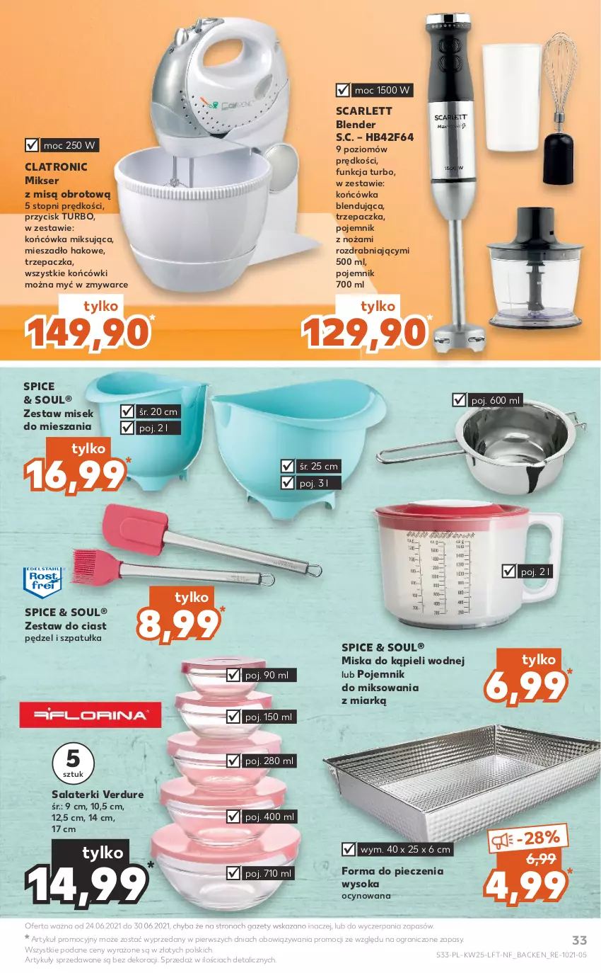 Gazetka promocyjna Kaufland - OFERTA TYGODNIA - ważna 24.06 do 30.06.2021 - strona 33 - produkty: Blender, Forma do pieczenia, Gra, Mieszadło, Mikser, Mikser z misą, Miska, Noż, Piec, Pojemnik, Ser, Sok, Szpatułka, Top, Trzepaczka