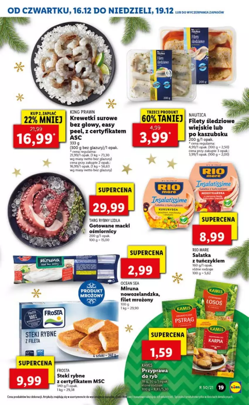 Gazetka promocyjna Lidl - GAZETKA OD 16.12 DO 19.12 - ważna 16.12 do 19.12.2021 - strona 19 - produkty: Frosta, Gala, Kukurydza, Lazur, Miruna, Rio Mare, Sos, Stek, Tuńczyk