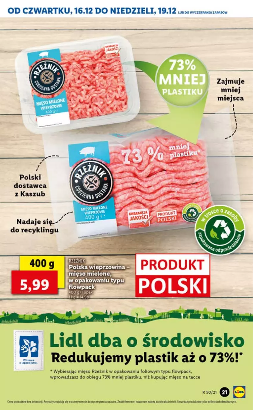 Gazetka promocyjna Lidl - GAZETKA OD 16.12 DO 19.12 - ważna 16.12 do 19.12.2021 - strona 21 - produkty: Mięso, Mięso mielone, Wieprzowina