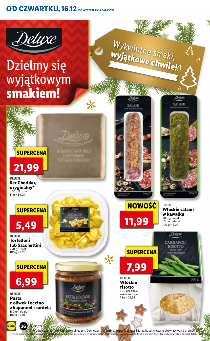 Gazetka promocyjna Lidl - GAZETKA OD 16.12 DO 19.12 - ważna 16.12 do 19.12.2021 - strona 36 - produkty: Cheddar, Gin, Kawa, Salami, Ser, Tortelloni