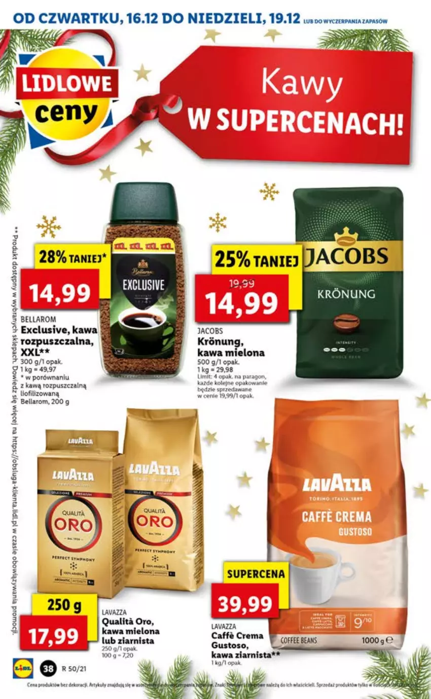 Gazetka promocyjna Lidl - GAZETKA OD 16.12 DO 19.12 - ważna 16.12 do 19.12.2021 - strona 38 - produkty: Bell, Bella, DAX, Jacobs, Kawa, Kawa mielona, Kawa rozpuszczalna, Kawa ziarnista, Lavazza, LG, Mus, Olej, Por